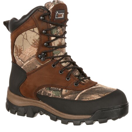 Rocky Core, Men's Waterproof Insulated Outdoor Boot, 12 M, Leather, Nylon, 8 in Height, Brown RealTree AP FQ0004754